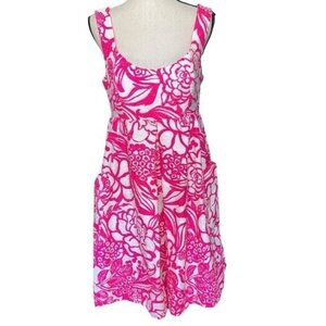 Vanessa Virginia Dress Womens 6 Pink Floral Sleeveless Open Back Cotton Summer